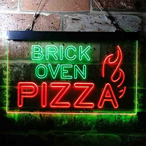 Brick Oven Pizza Dual LED Neon Light Sign